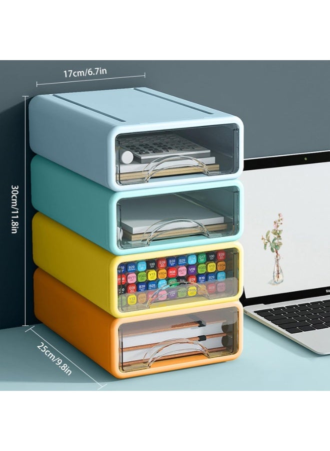Bukela Desk Organizer with Drawers, Stackable Storage Drawers with Compartments Desktop Organization for Office Supplies, Makeup, Pencils, Tape, Erasers, Paperclips, Chargers (4 Pack) - Image 4